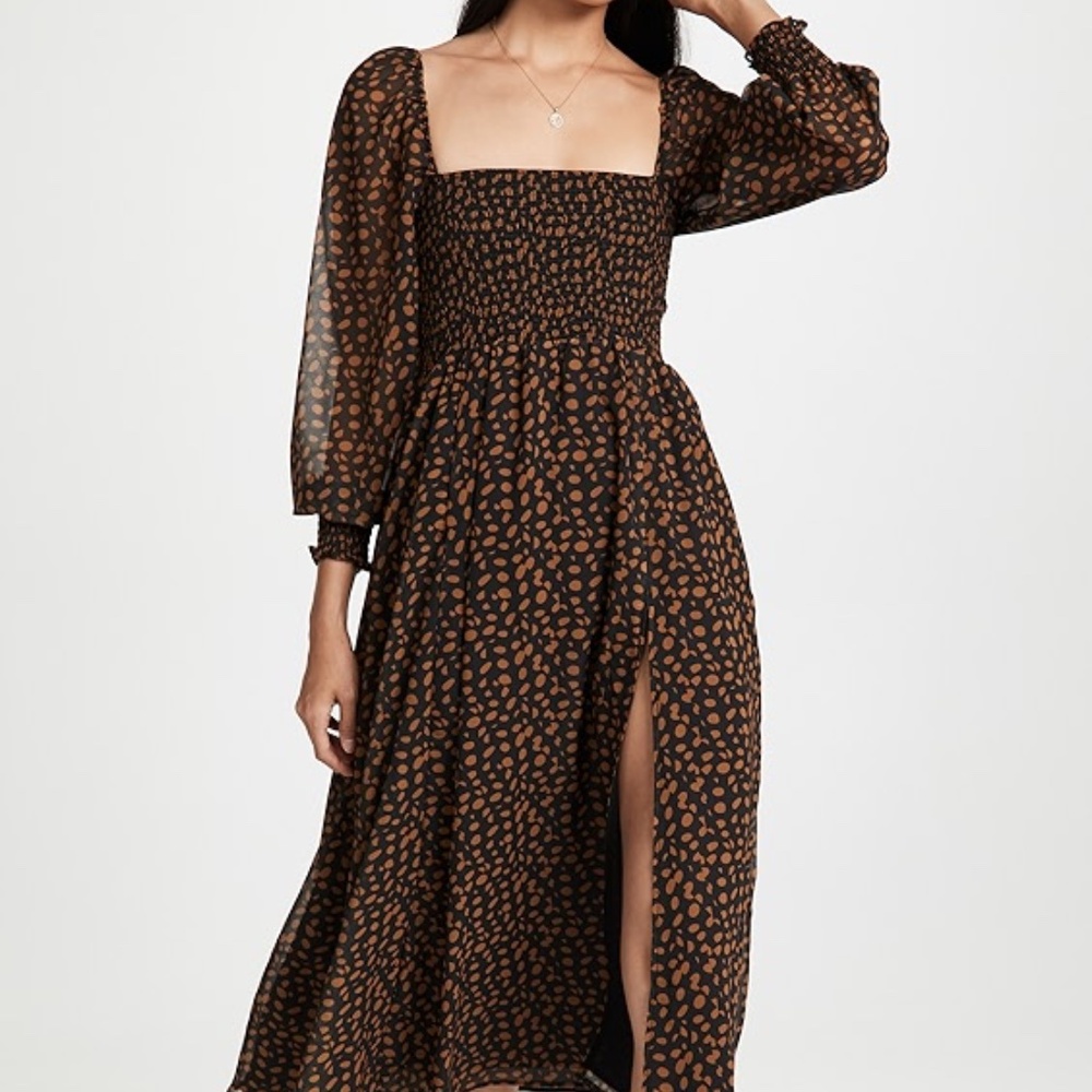 NWOT o.p.t. classic women's smocked maxi dress